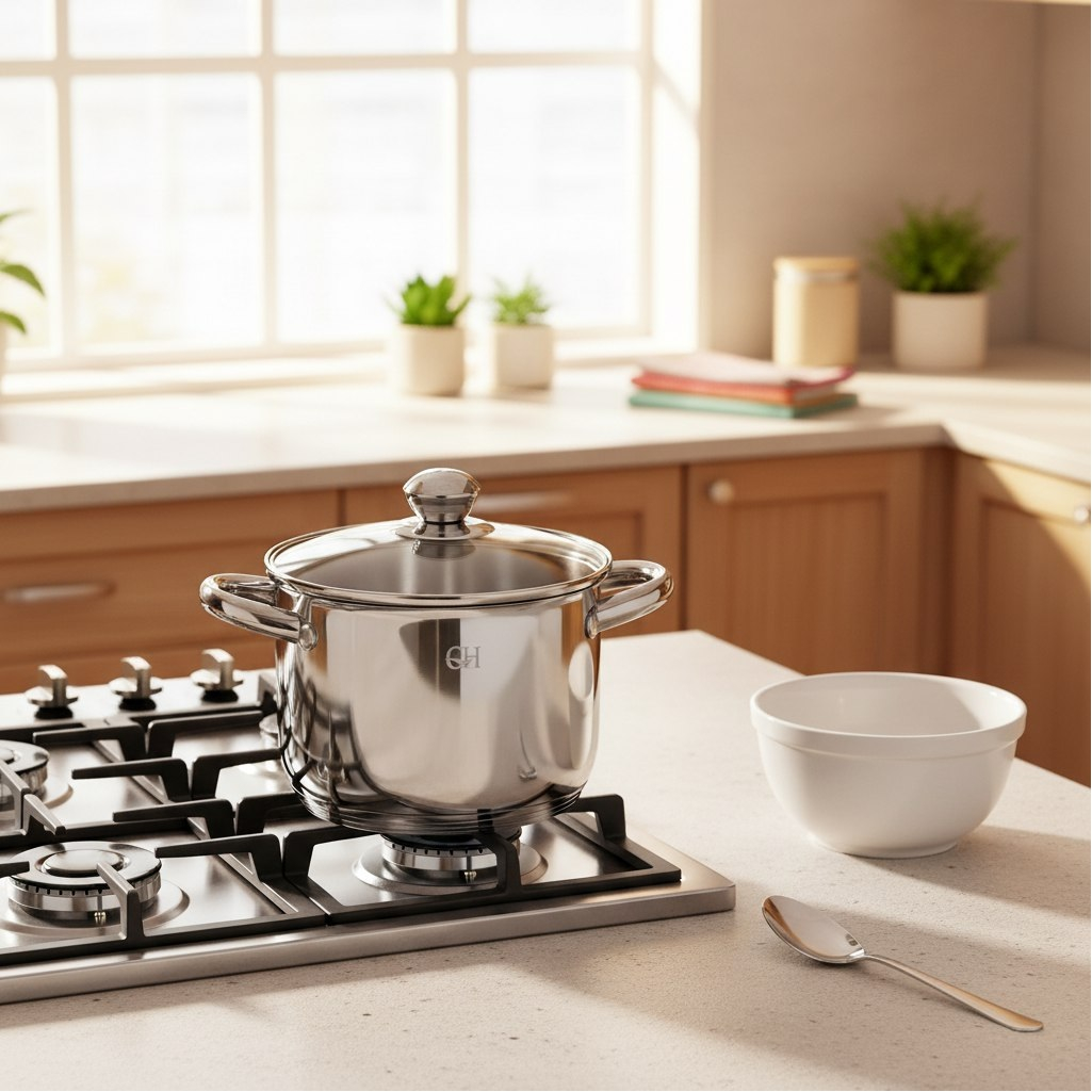 Кастрюля из нержавеющей стали Gold House Ringo GH-1829, стеклянная крышка, объем 3.9 л