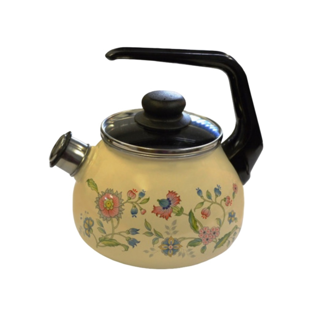 Чайник эмалированный СтальЭмаль Луговые цветы, со свистком, ручка консольная, индукция, 3 л
