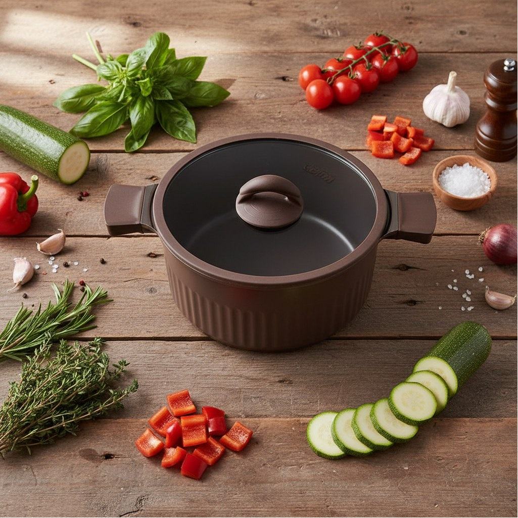 Кастрюля Kukmara Stella ксм42а, антипригарное покрытие, мокко, объем 4.2 л