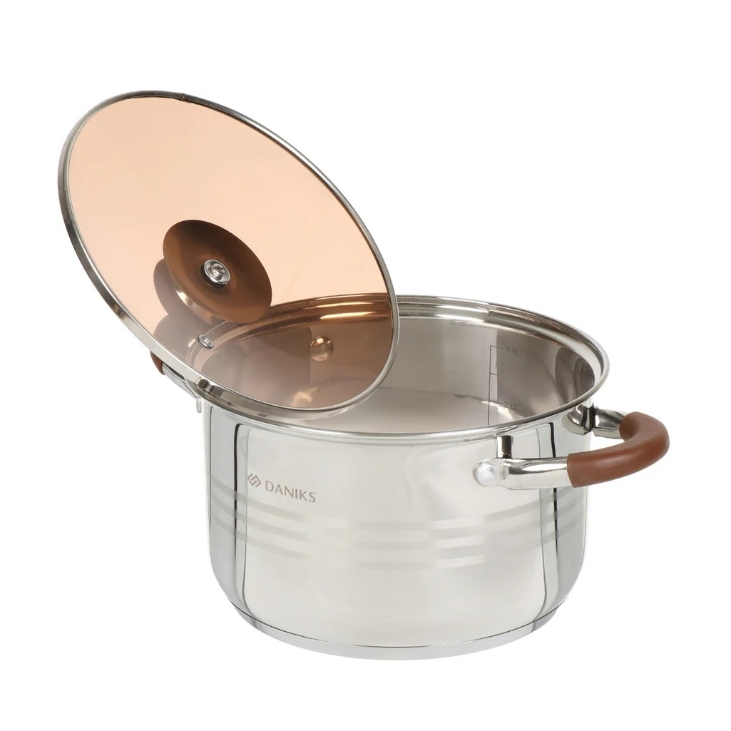 Набор кастрюль нержавеющая сталь Daniks Веллингтон, GS-01415-6SE, индукция, 2 л, 3 л, 4 л