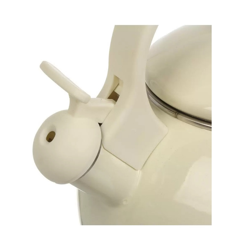 Чайник эмалированный Daniks Bon Appetit, бежевый, со свистком, индукция, 2.2 л