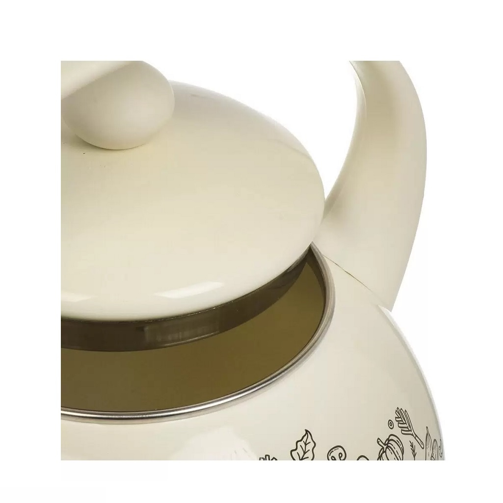 Чайник эмалированный Daniks Bon Appetit, бежевый, со свистком, индукция, 2.2 л