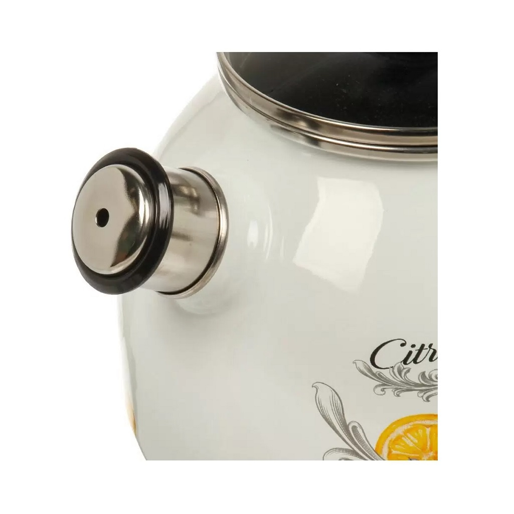 Чайник эмалированный Appetite Citron 4с209я, белый, со свистком, индукция, 3 л