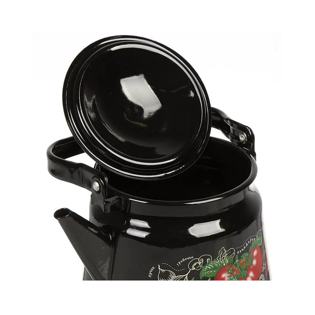 Чайник эмалированный СтальЭмаль Помидорки 1с26с, ручка консольная, индукция, 3.5 л