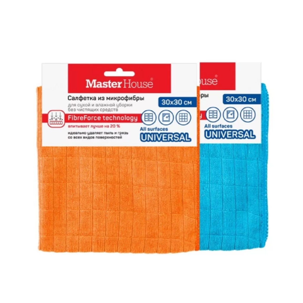 Салфетка Master House 60158, Бельгийская вафля, для уборки, микрофибра, 30х30 см
