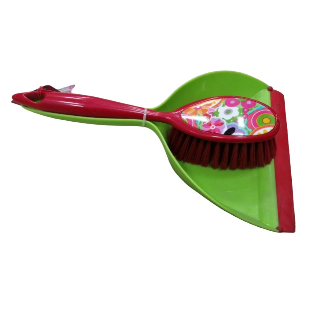 Комплект для уборки Vigar Citric Red, Щетка-сметка и Совок с резинкой, пластик, 220х360 мм