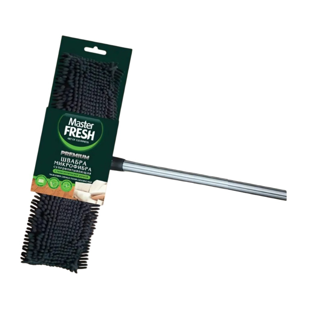 Швабра для пола Master Fresh С0007925, телескопическая ручка, микрофибра, длинный ворс, серый