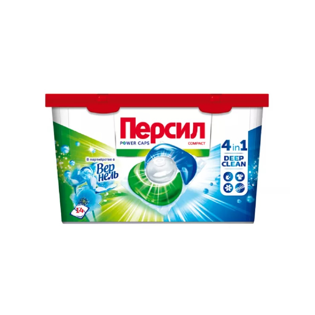 Капсулы для стирки Persil Power Caps Compact 4 в 1, свежесть от Вернель, 14 шт, 210 г в уп.