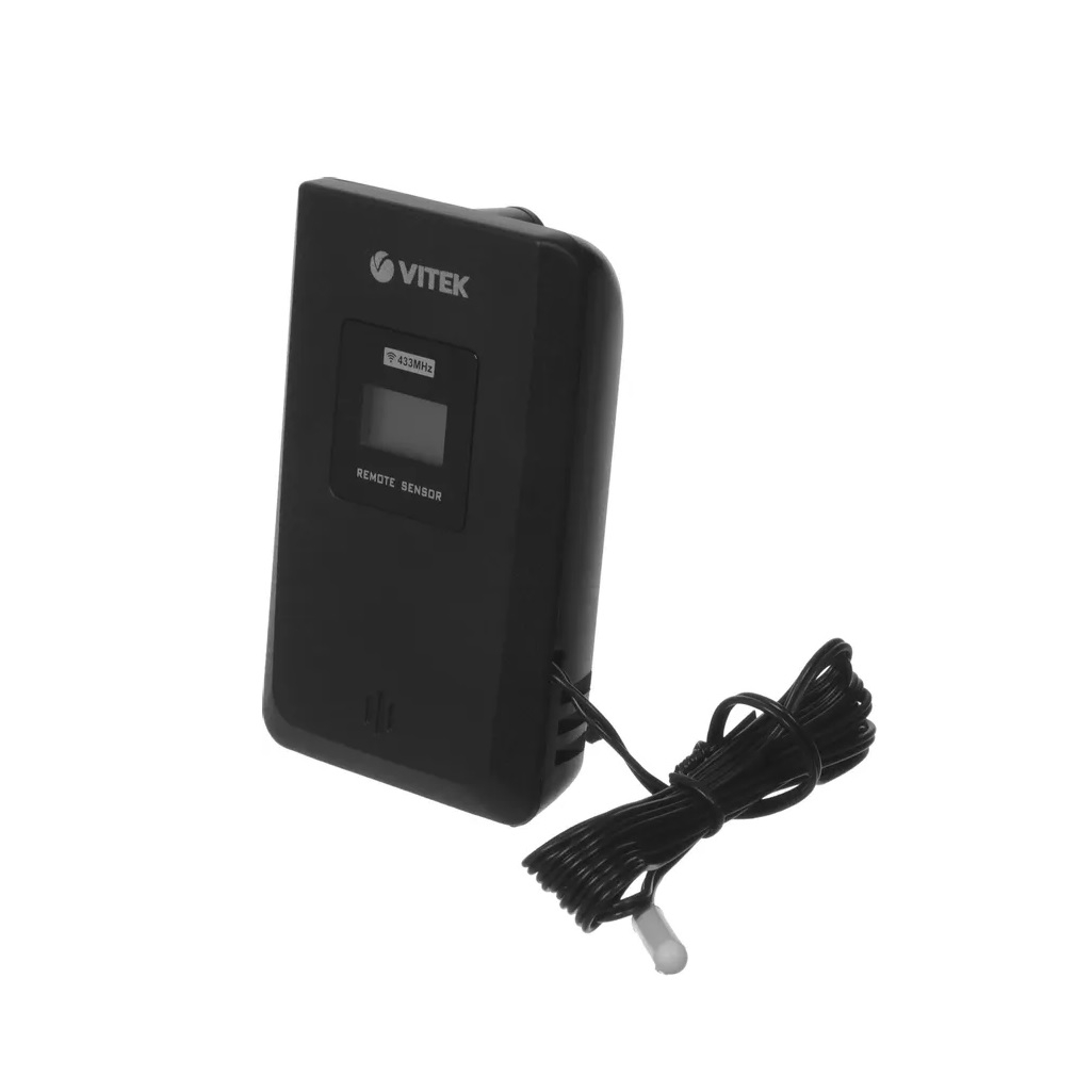 Метеостанция Vitek VT-3532, встроенные часы, индикация уровня заряда, черный