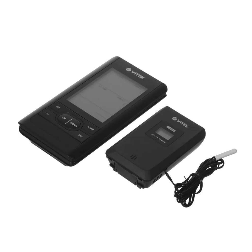 Метеостанция Vitek VT-3532, встроенные часы, индикация уровня заряда, черный