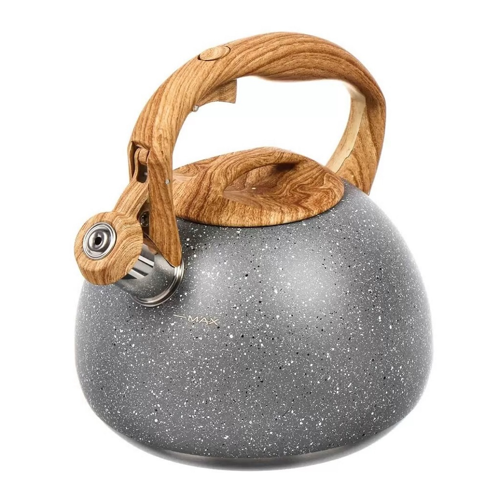 Чайник нержавеющая сталь Катунь soft touch Гранит, 447815, со свистком, серый, индукция, 2.8 л