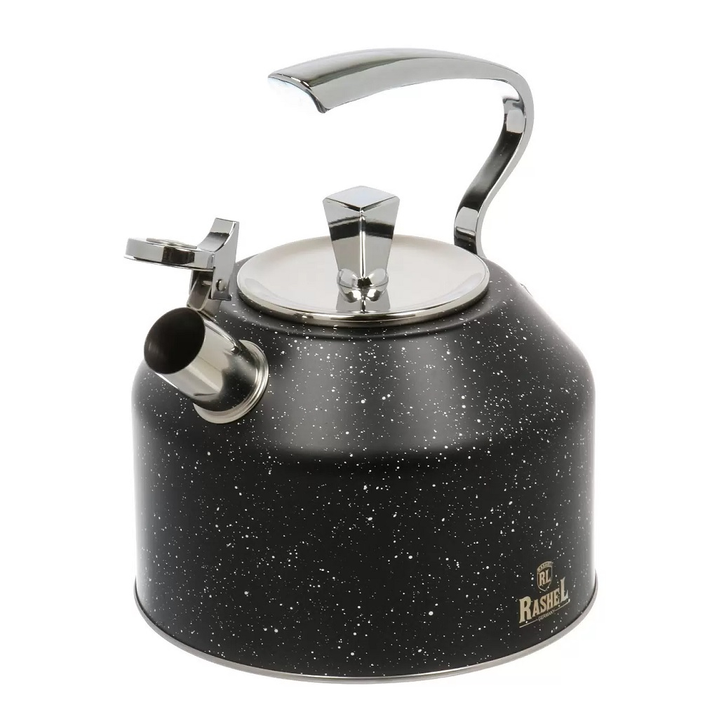 Чайник Rashel R-7831, 516155, нержавеющая сталь, со свистком, индукция, черный, 3 л