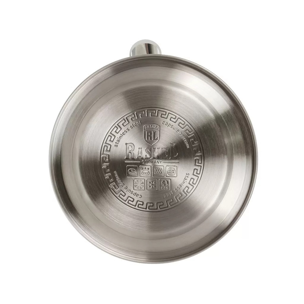 Чайник Rashel R-7831, 516155, нержавеющая сталь, со свистком, индукция, черный, 3 л