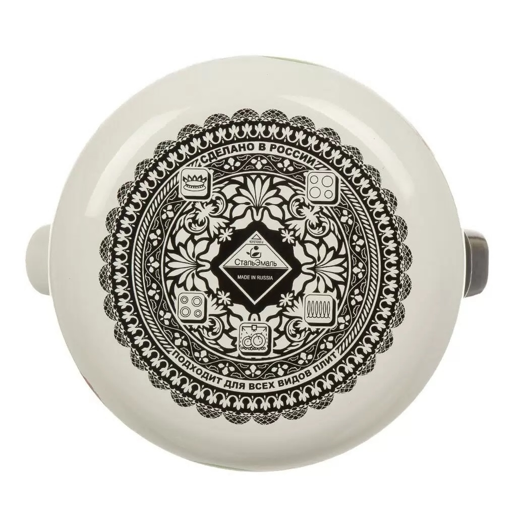 Чайник эмалированный СтальЭмаль, Лимон 506138, со свистком, ручка консольная, индукция, 2 л