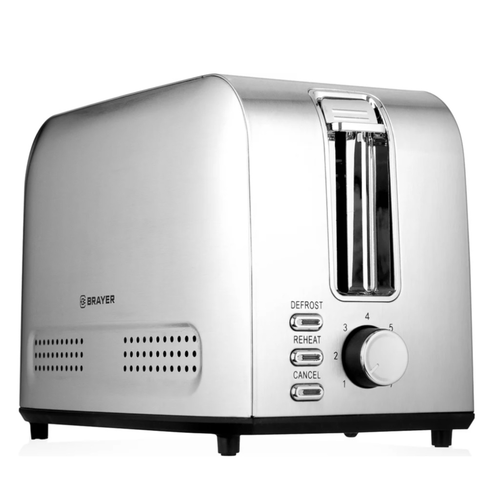Тостер Brayer 2110BR, 7 режимов работы, съемный поддон, сталь, 850 Вт