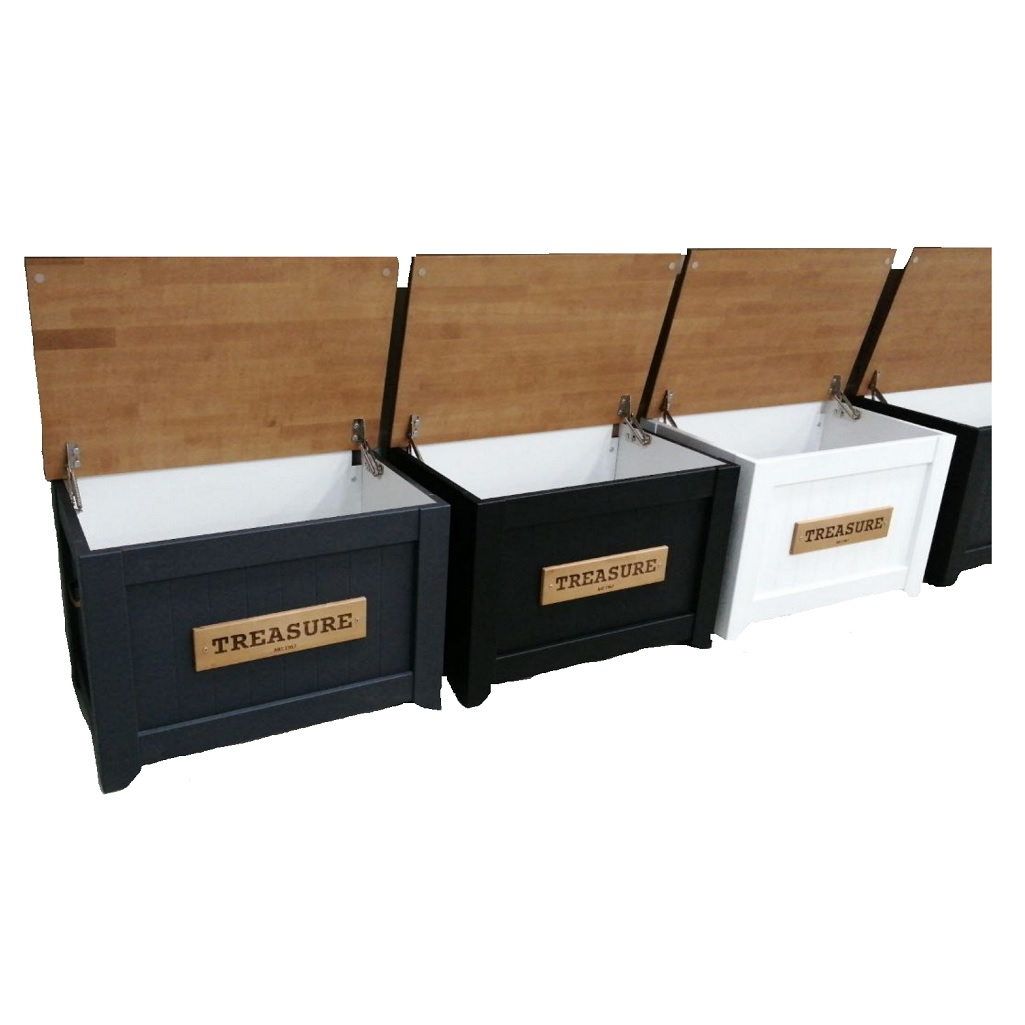Сундук Treasure для хранения предметов, Береза+МДФ, черный, 470х510х740 мм