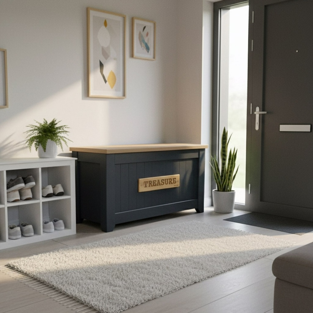 Сундук Treasure для хранения предметов, ЛДСП+МДФ, графит, 470х510х920 мм