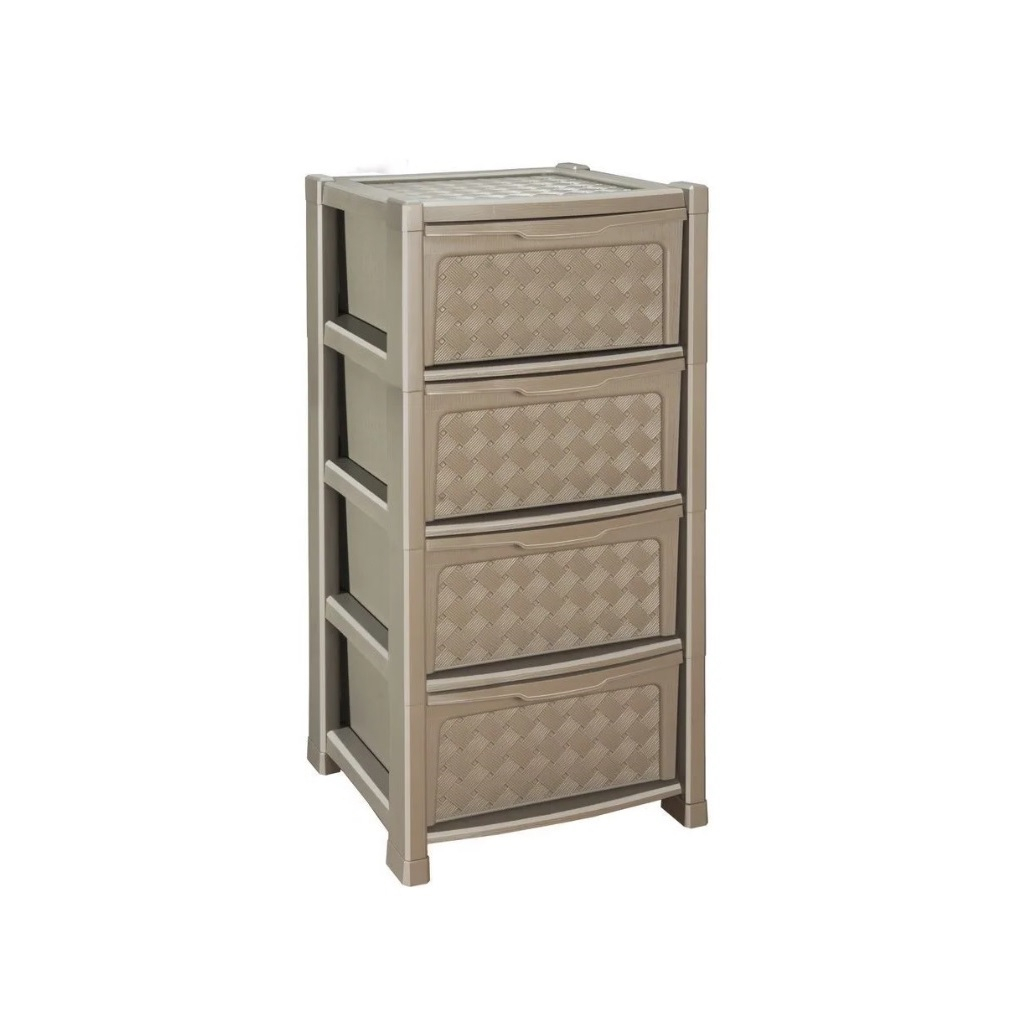 Комод Эльфпласт Виола, 4 выдвижных ящика, пластиковый, 390х390х825 мм, цвет в ассортименте