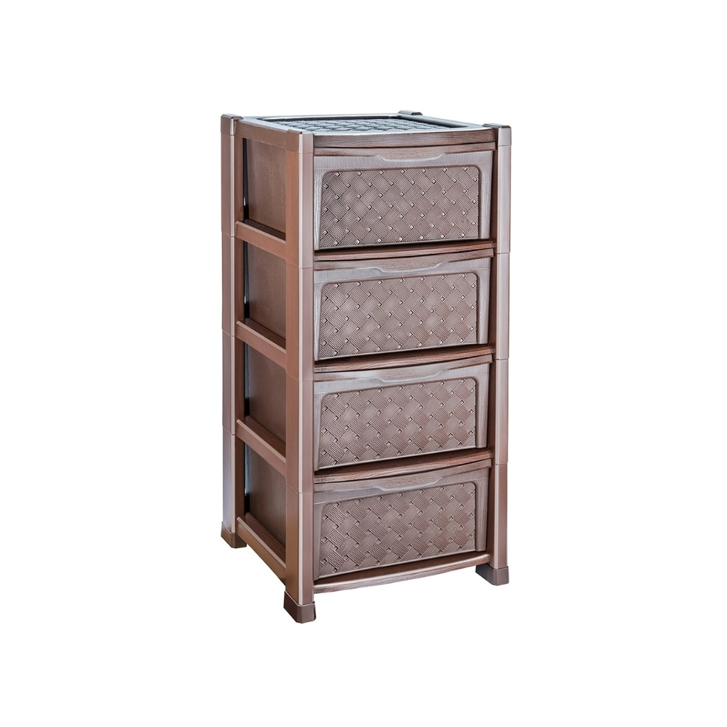 Комод Эльфпласт Виола, 4 выдвижных ящика, пластиковый, 390х390х825 мм, цвет в ассортименте