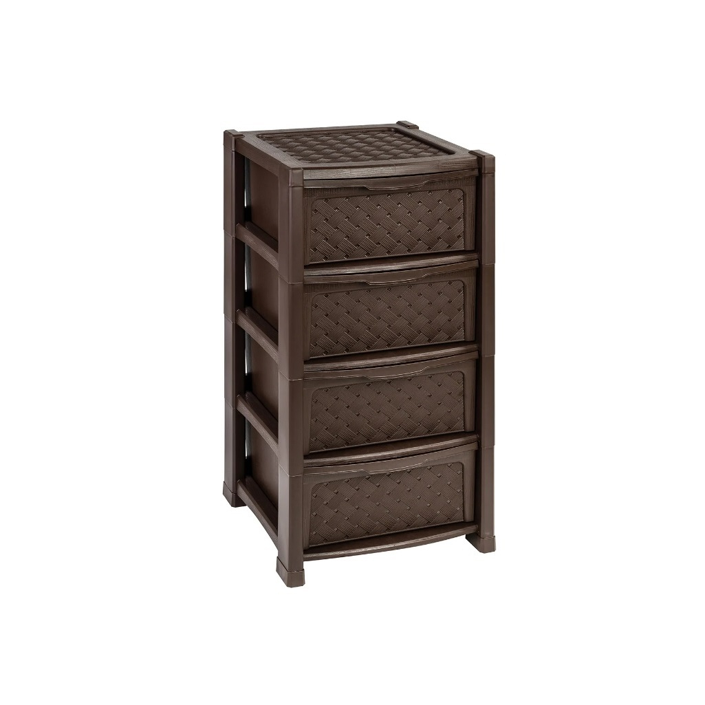 Комод Эльфпласт Виола, 4 выдвижных ящика, пластиковый, 390х390х825 мм, цвет в ассортименте