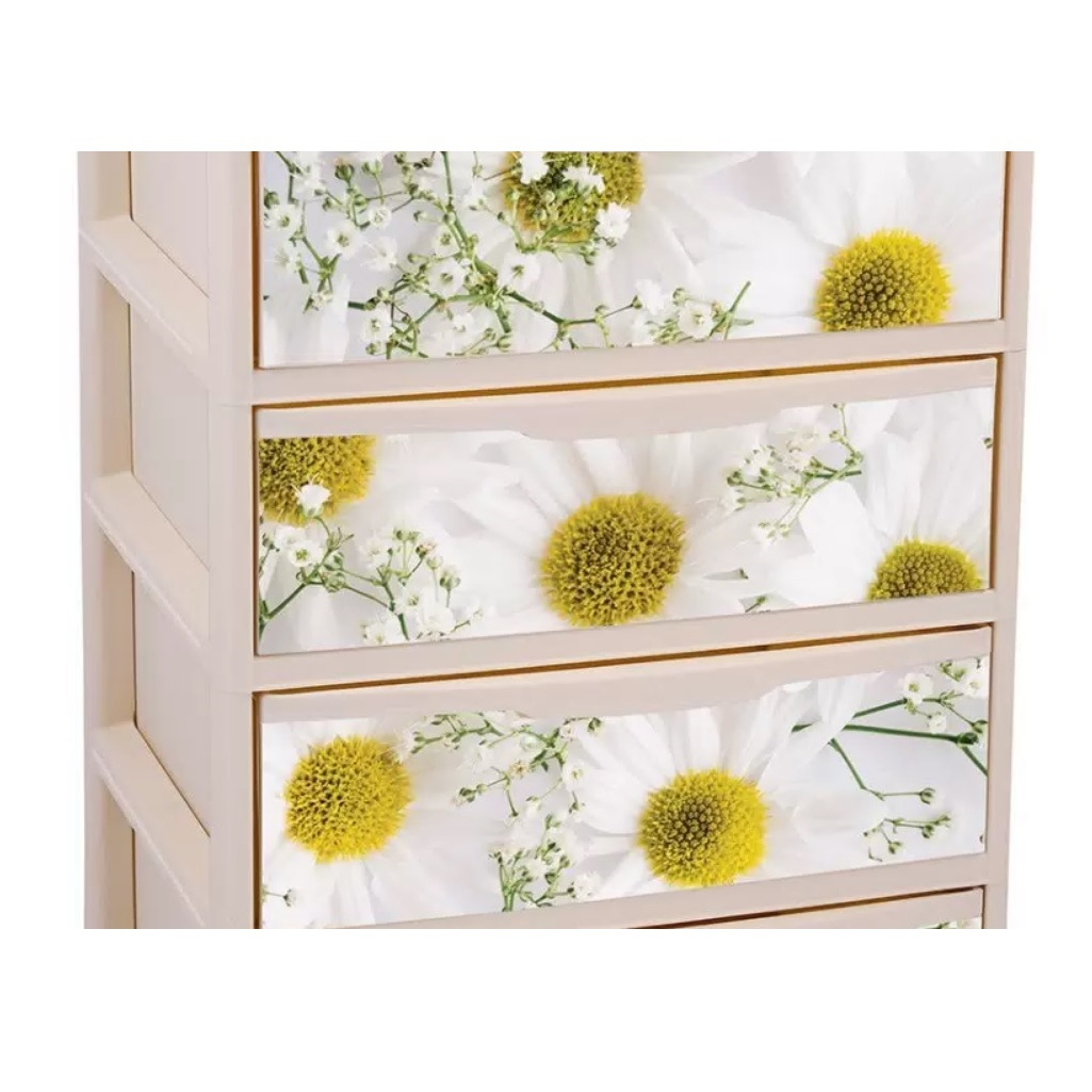 Комод ЭльфПласт Elegance 444, 4 ящика, прямоугольный, с рисунком, 410х555х810 мм