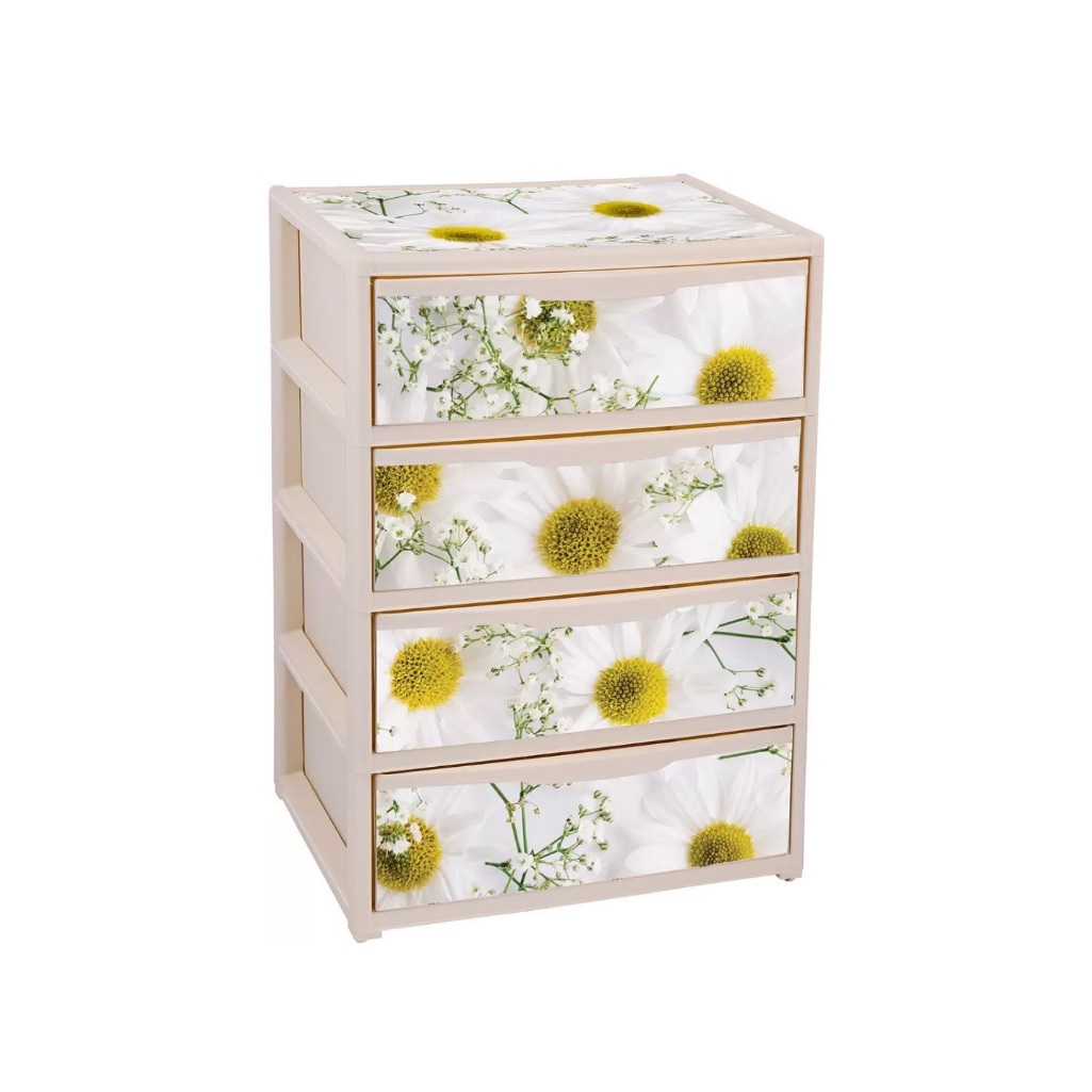 Комод ЭльфПласт Elegance 444, 4 ящика, прямоугольный, с рисунком, 410х555х810 мм