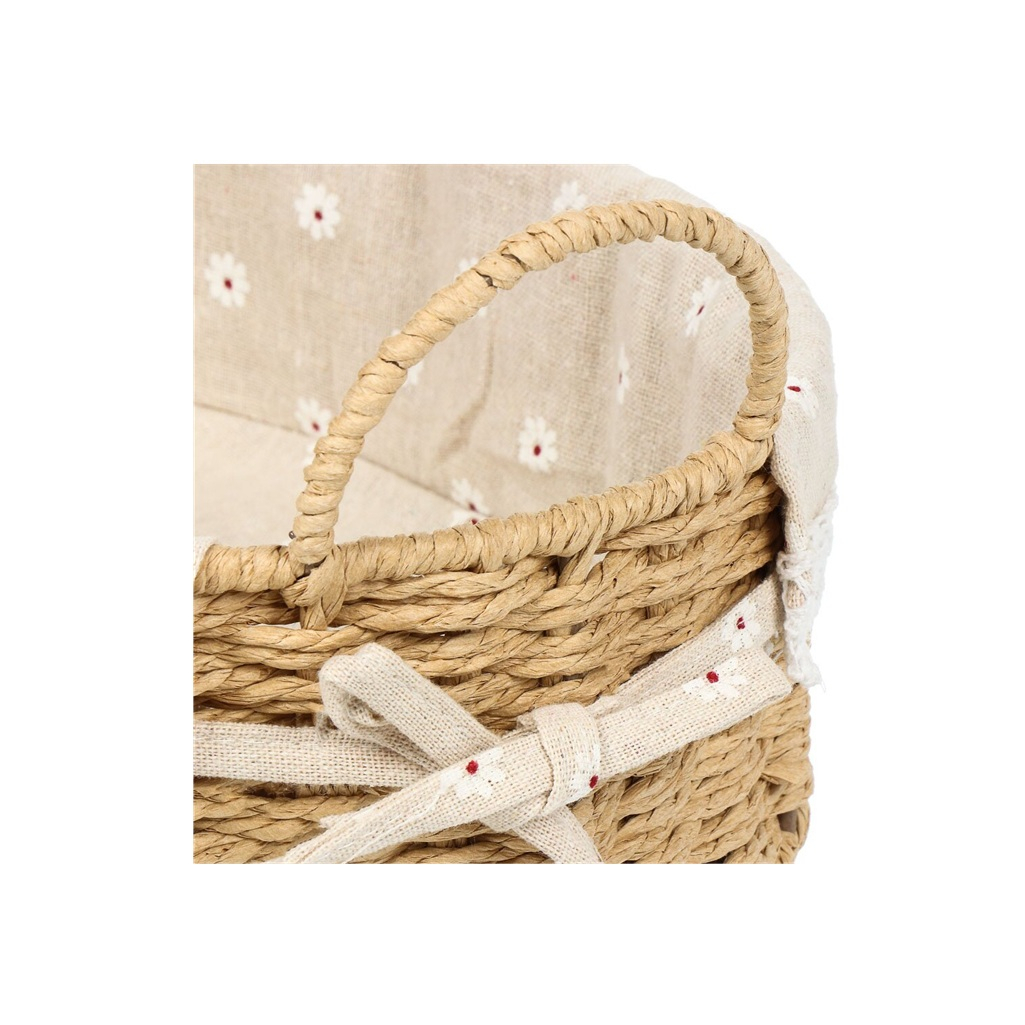 Корзина Y4-7647 плетёная, овальная с ручками, бежевая 10х21х30 см