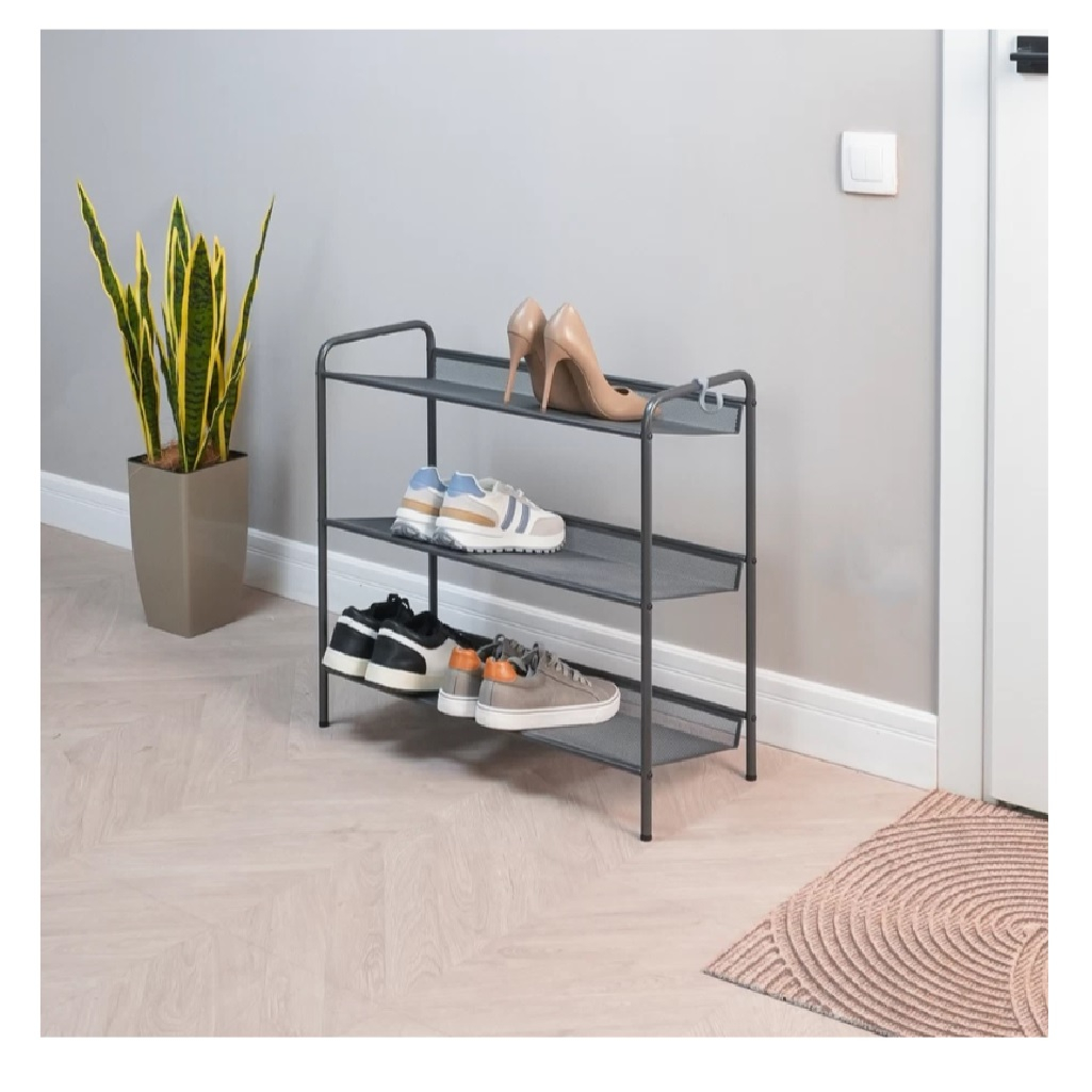 Подставка для обуви Зми Женева 23, 250957, металлическая 3 полки, графит, 270х600х645 мм