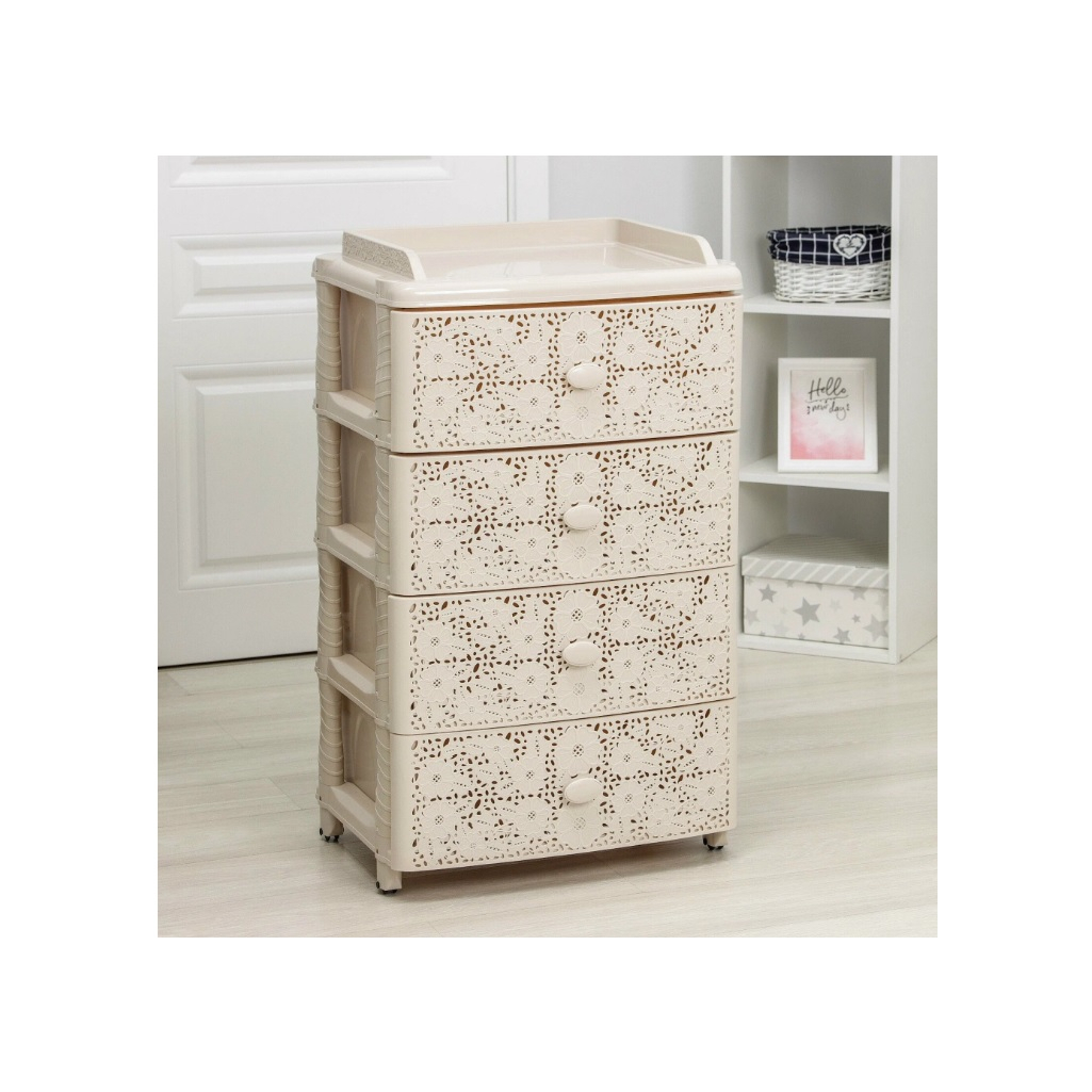 Комод Альтернатива Лаура М6839, 4 ящика, 425х560х925 мм, слоновая кость, пластиковый