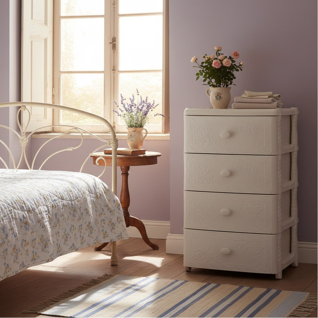 Комод четырехсекционный Альтернатива Флоран М6838, слоновая кость, 42.5х56х90.5 см