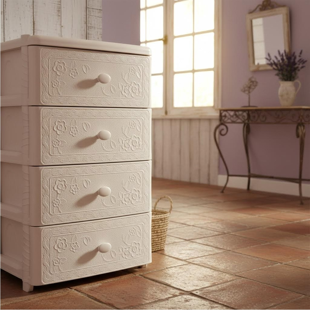 Комод четырехсекционный Альтернатива Флоран М6838, слоновая кость, 42.5х56х90.5 см