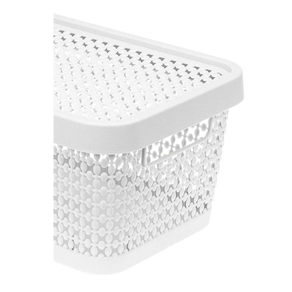 Корзина для хранения Idea Пирула М2347 с крышкой, пластик, белый, 9х13х19 см