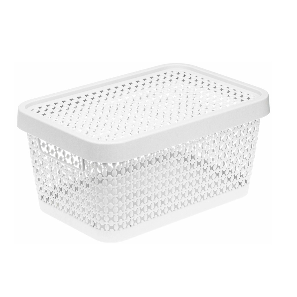 Корзина для хранения Idea Пирула М2347 с крышкой, пластик, белый, 9х13х19 см