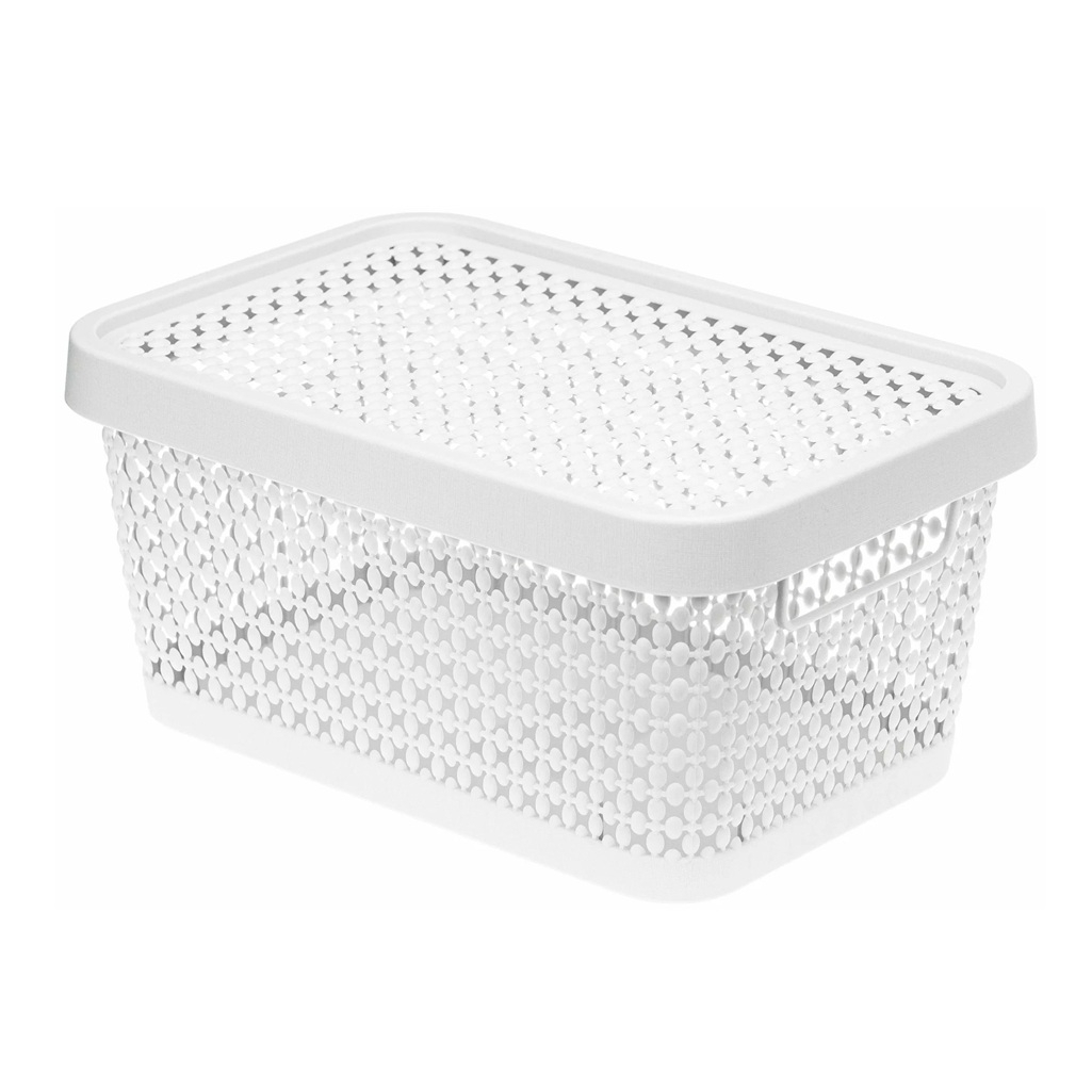 Корзина для хранения Idea Пирула М2347 с крышкой, пластик, белый, 9х13х19 см