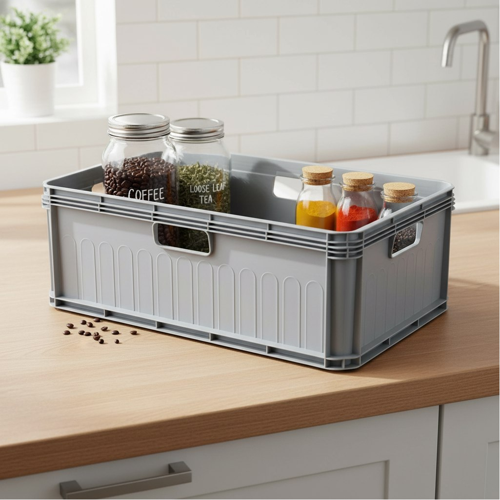 Ящик универсальный Бытпласт Евробокс, серый, 220х400х600 мм, 45 л