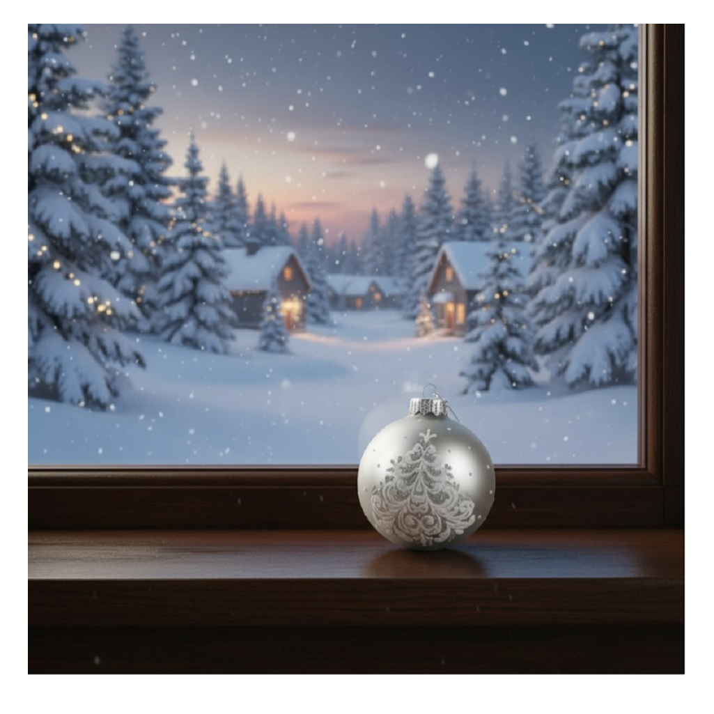 Шар елочный КУ-80-214235 Ёлочка кудрявая, диаметр 8 см, серебристый, в подарочной упаковке