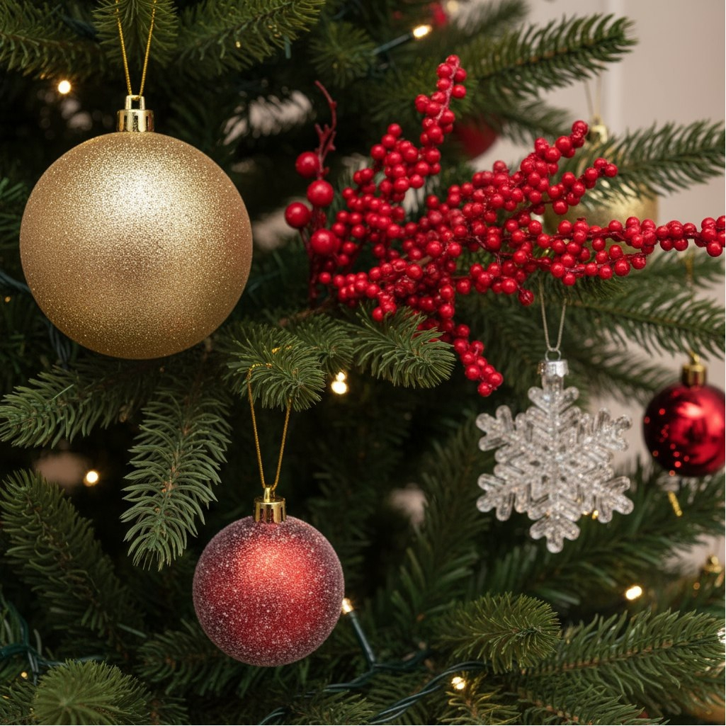 Ветка декоративная Y4-9505, искусственная, с ягодами, красная, длина 57 см