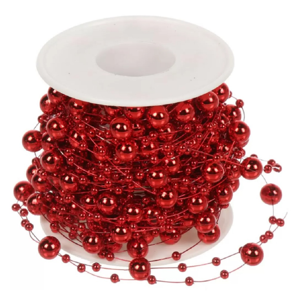 Бусы новогодние Капли росы, Y4-9349, для декора интерьера, красный, длина 1500 см