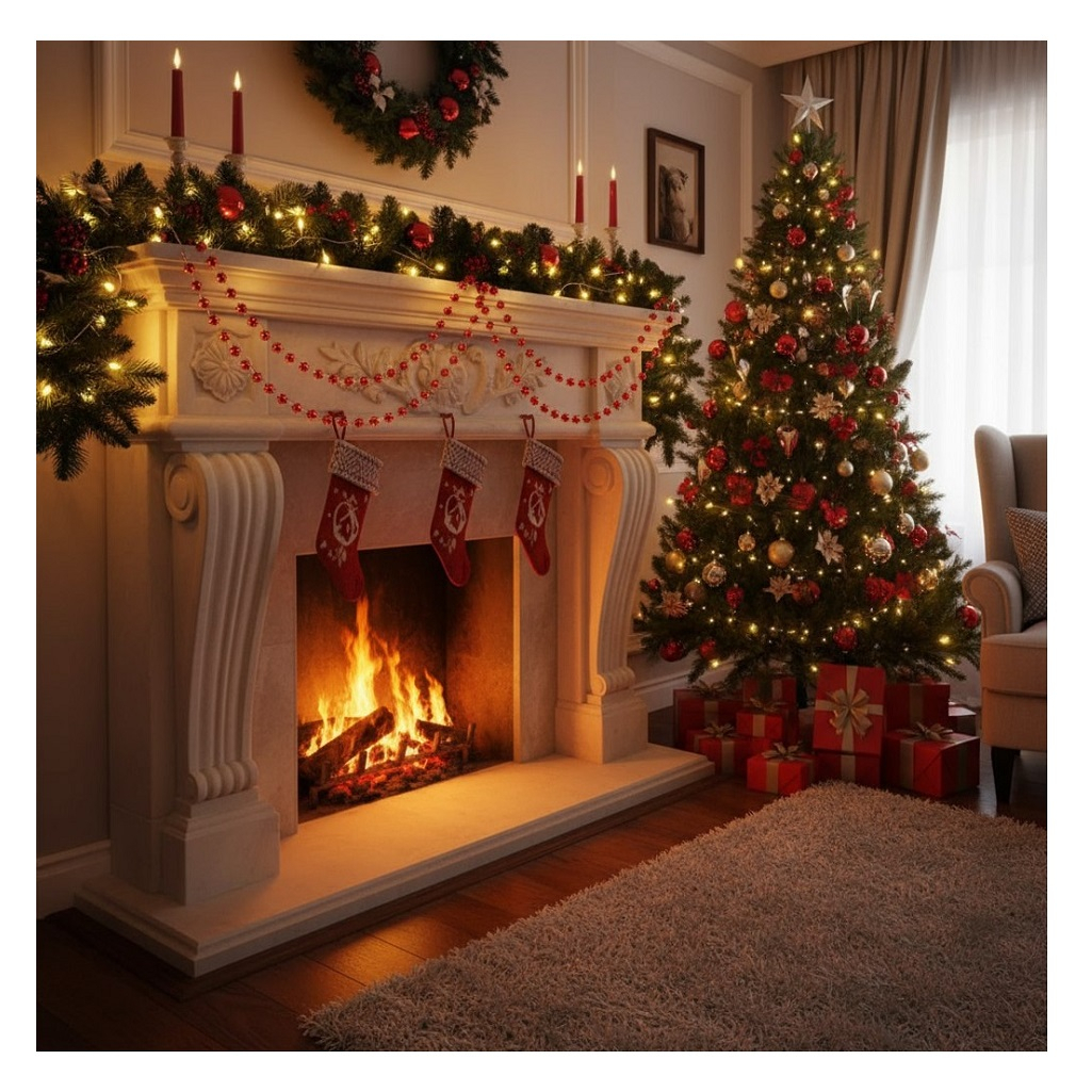 Бусы новогодние Капли росы, Y4-9349, для декора интерьера, красный, длина 1500 см