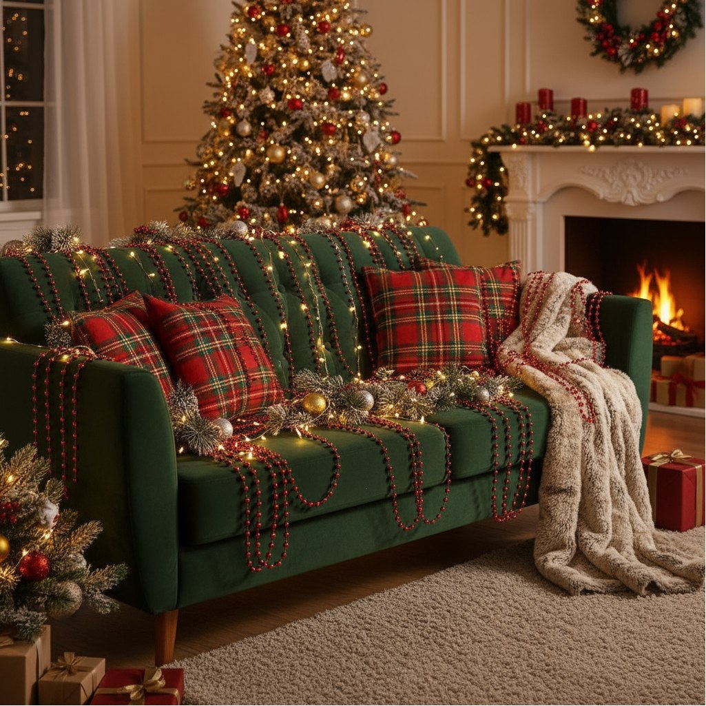 Бусы новогодние Капли росы, Y4-9349, для декора интерьера, красный, длина 1500 см