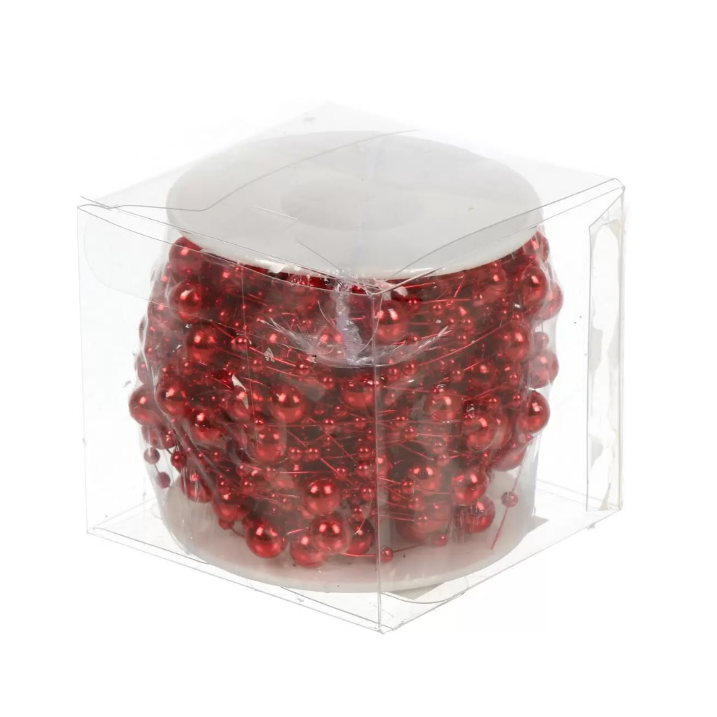 Бусы новогодние Капли росы, Y4-9349, для декора интерьера, красный, длина 1500 см