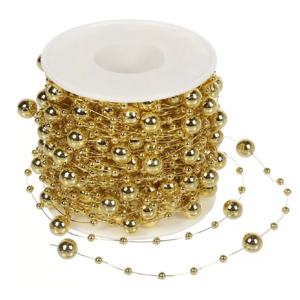 Бусы новогодние Капли росы, Y4-9347, для декора интерьера, золото, длина 1500 см