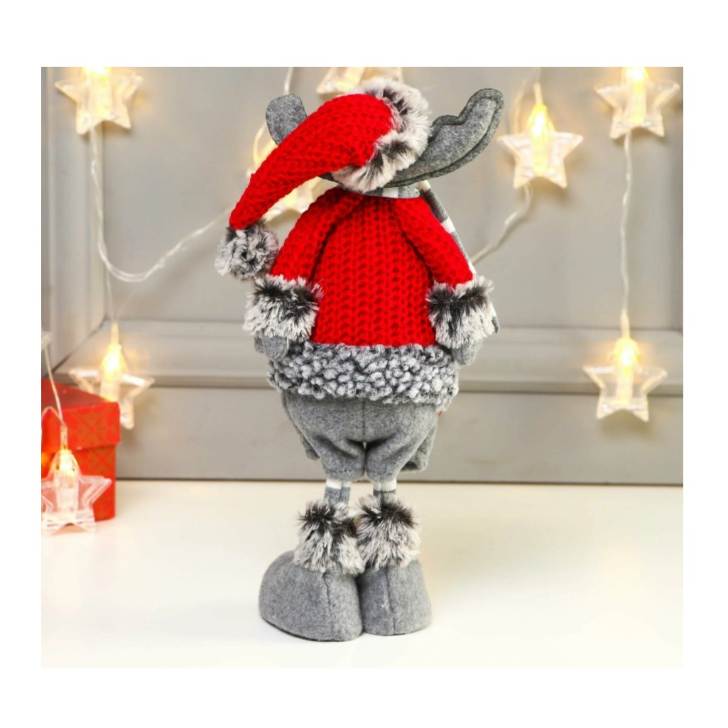 Кукла интерьерная Simaland 2315144, текстильная Лосик в красной шубке и колпаке, 34 см