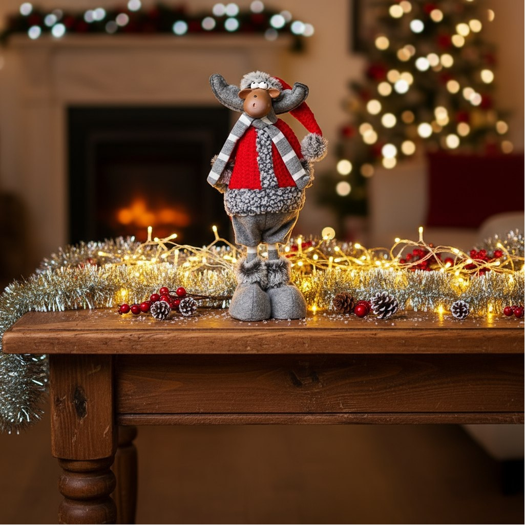 Кукла интерьерная Simaland 2315144, текстильная Лосик в красной шубке и колпаке, 34 см