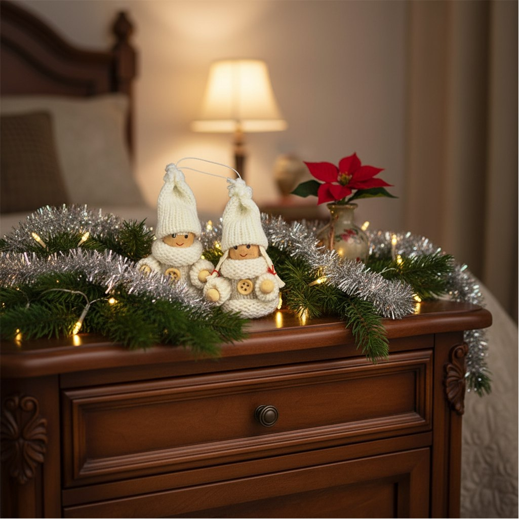 Игрушка елочная Лесная мастерская Счастливый малыш 3584586, дерево и текстиль, белая, 6 см