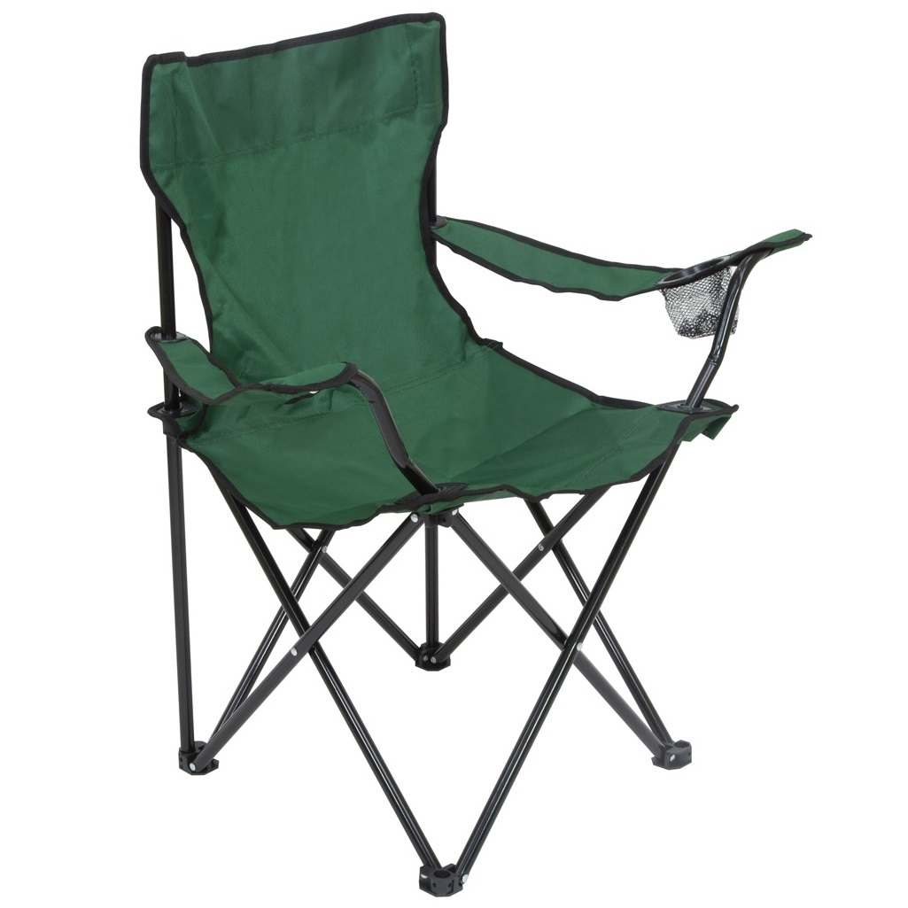 Кресло складное Ecos DW-2009H, 993100, с подлокотниками, с подстаканниками, полиэстер, зеленое, 500х500х800 мм, до 120 кг