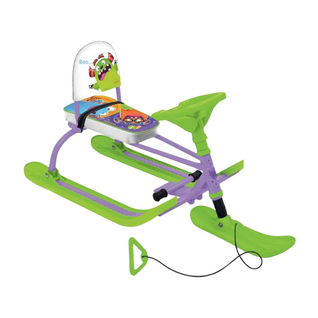 Снегокат Nika, Twiny1 Спорт, TW1+/МН, Монстр, сиреневый каркас, сталь, складная спинка, 405х485х990 мм