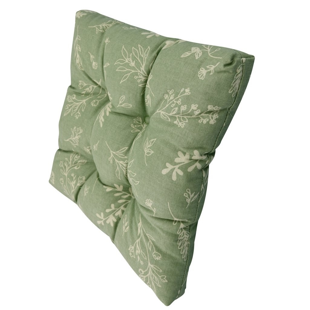 Сидушка на стул Мультидом Мильфлер МТ71-178, с завязками, рогожка, цвет зеленый, 45х400х400 мм