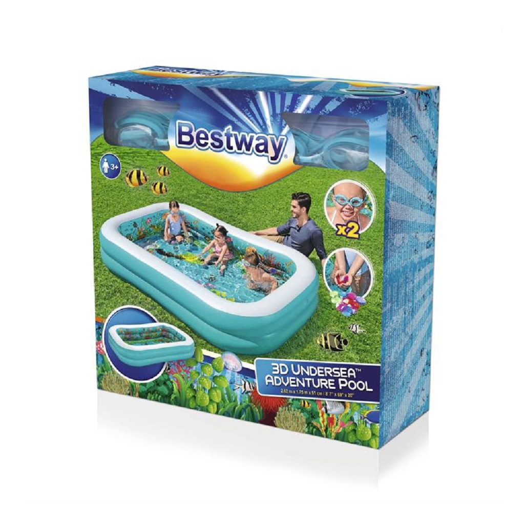 Бассейн надувной Bestway Поиски сокровищ 54177, с 3D рисунком и 3D очками, 778 л, 51х175х262 см