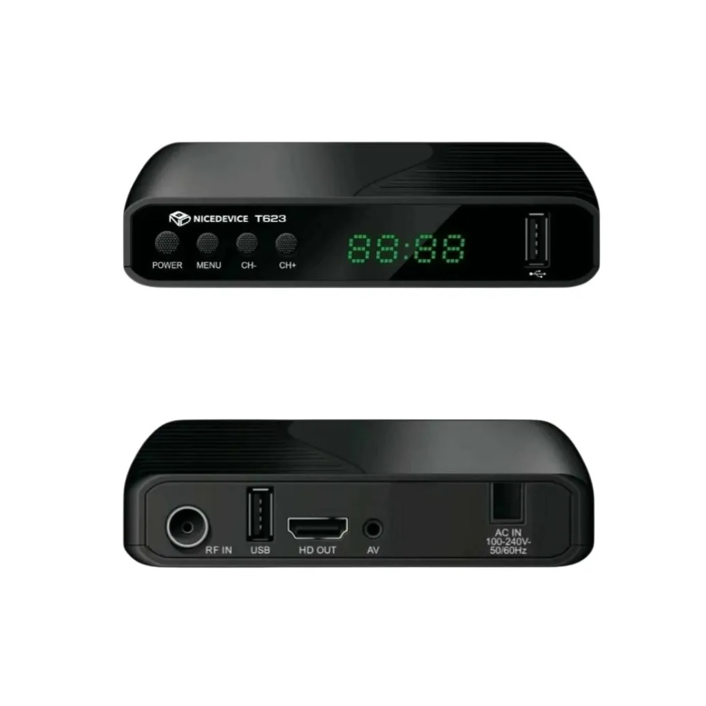 Приставка для цифрового телевидения Nice Device T623, DVB-T2, DVB-C, IPTV, USB, цвет черный